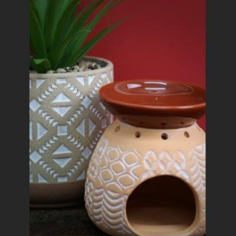 SiL Handmade Kasbah Oil Burner with Hand-Painted Design Assorted Colours Pack of 1 KA0004 | Traditional Aromatherapy Diffuser for Essential Oils and Wax Melts