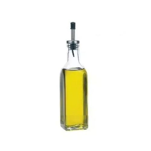 SiL Glass Condiment Bottle with Stainless Steel Pourer Transparent 48mm x 192mm x 48mm 160ml 198g KG0075A | Ideal for Olive Oil-Vinegar and Dressings | Leakproof and Refillable