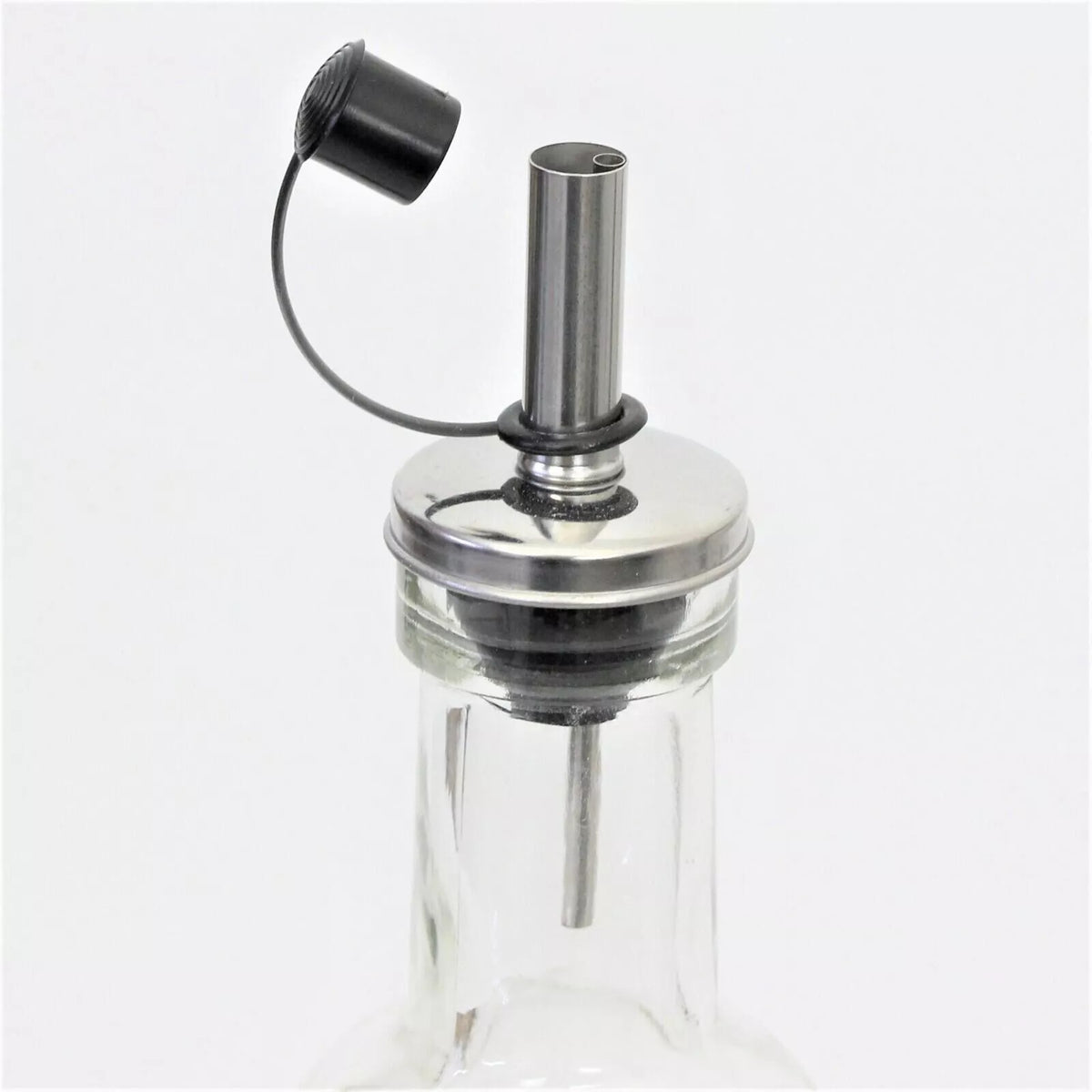 SiL Glass Condiment Bottle with Stainless Steel Pourer Transparent 48mm x 192mm x 48mm 160ml 198g KG0075A | Ideal for Olive Oil-Vinegar and Dressings | Leakproof and Refillable