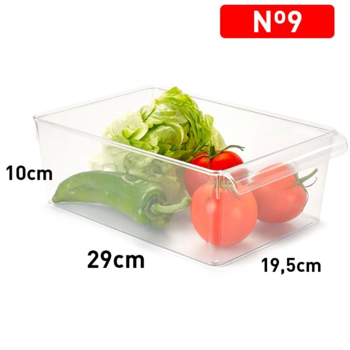 Plasticforte Fridge Organiser No.12 Clear 19.5cm x 29cm x 10cm 12540 | Kitchen Organizer for Fruits-Vegetables and Pantry Items | Reusable
