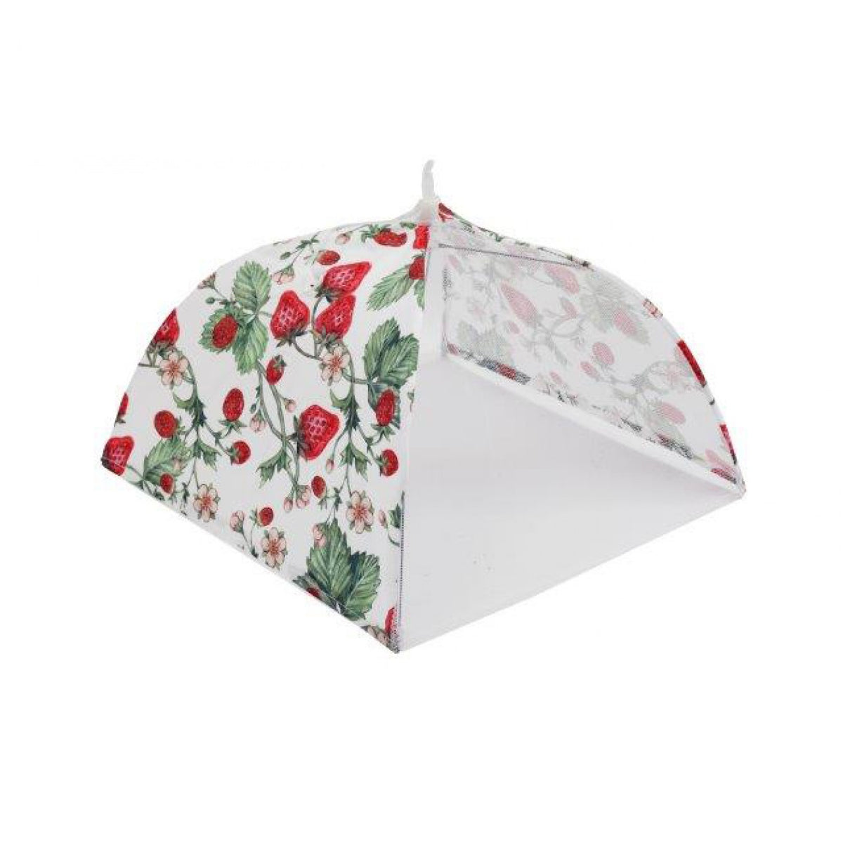 SiL Collapsible Mesh Food Cover with Strawberry Print Multicoloured 35cm x 35cm x 27cm 51g KG3800 | Pop-Up Dome Protector | For Outdoor and Indoor Use