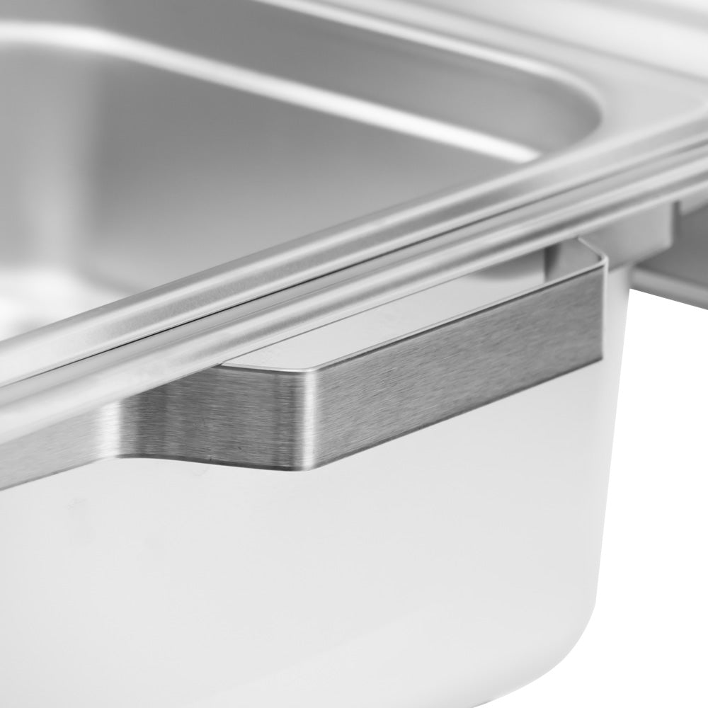 SQ Professional Banquet Double Compartment Chafing Dish Chrome 570mm x 360mm x 320mm 13.5Ltr 1461 | High Quality Stainless Steel | Ideal for all Buffet Services | Twin Fuel Holders for Even Heat Distribution | Easy to Clean | Effortless to Transport