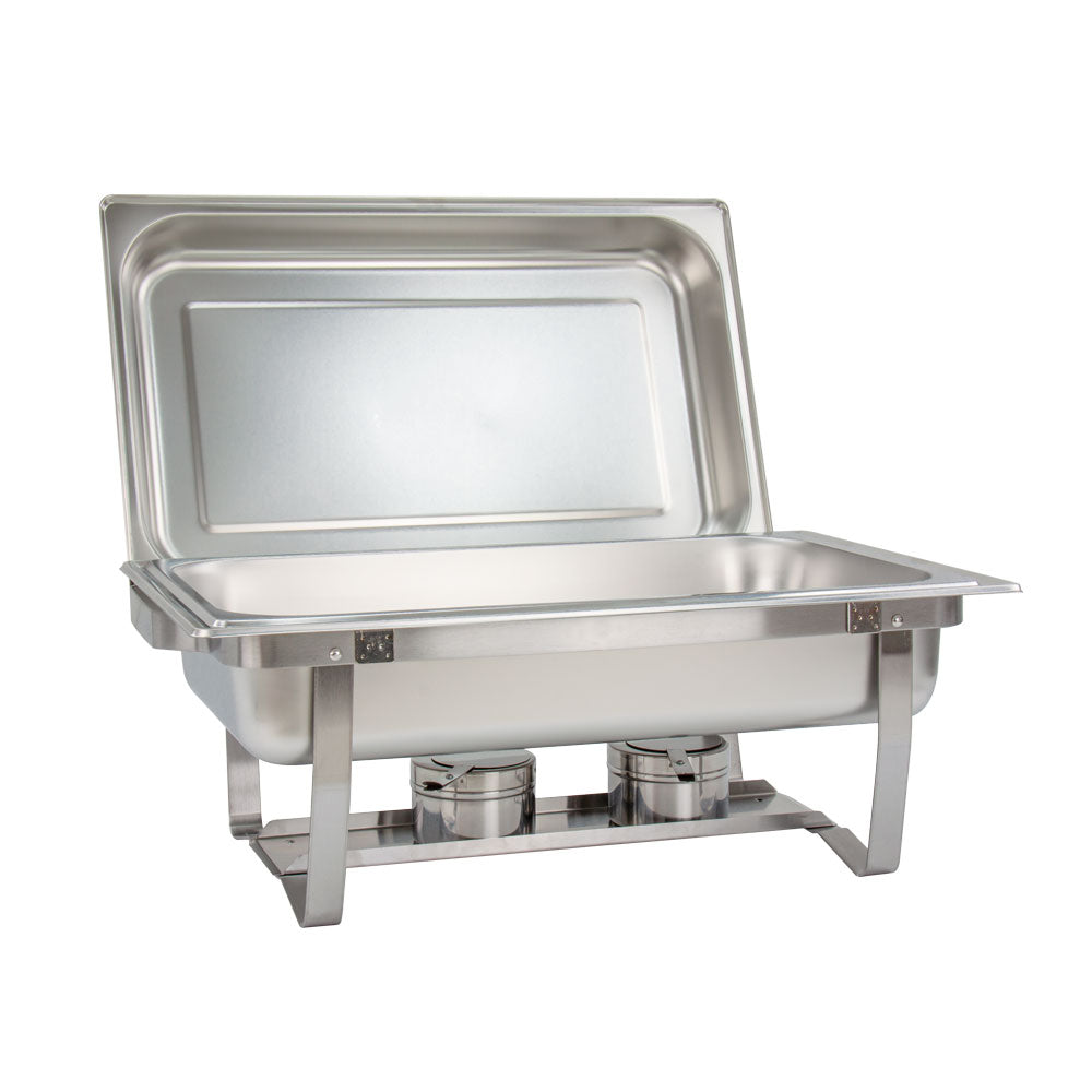 SQ Professional Banquet Single Compartment Chafing Dish Chrome 600mm x 350mm x 320mm 9.5Ltr 1465 | High Quality Stainless Steel | Ideal for Buffet Services | Twin Fuel Holders | Easy to Clean | Easy to Transport