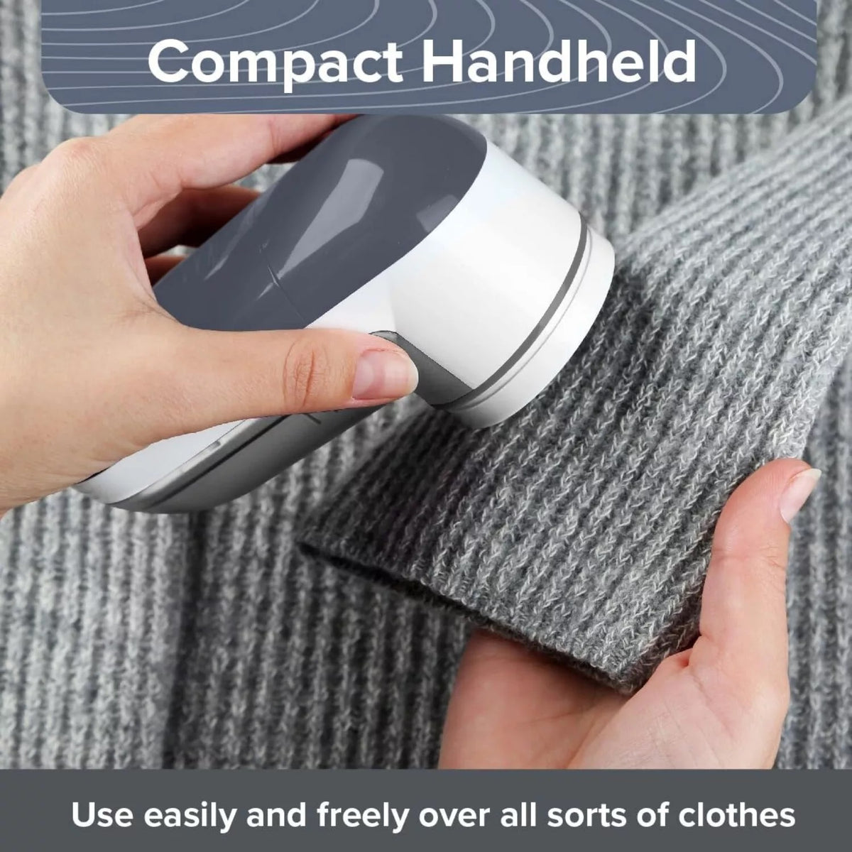 Quest Battery Operated Lint Remover Grey and White 39230 | Safety Power Cut Out | Blade Gaurd | 60ml Pill Container | Adjustable Height Cap | Cleaning Brush Included