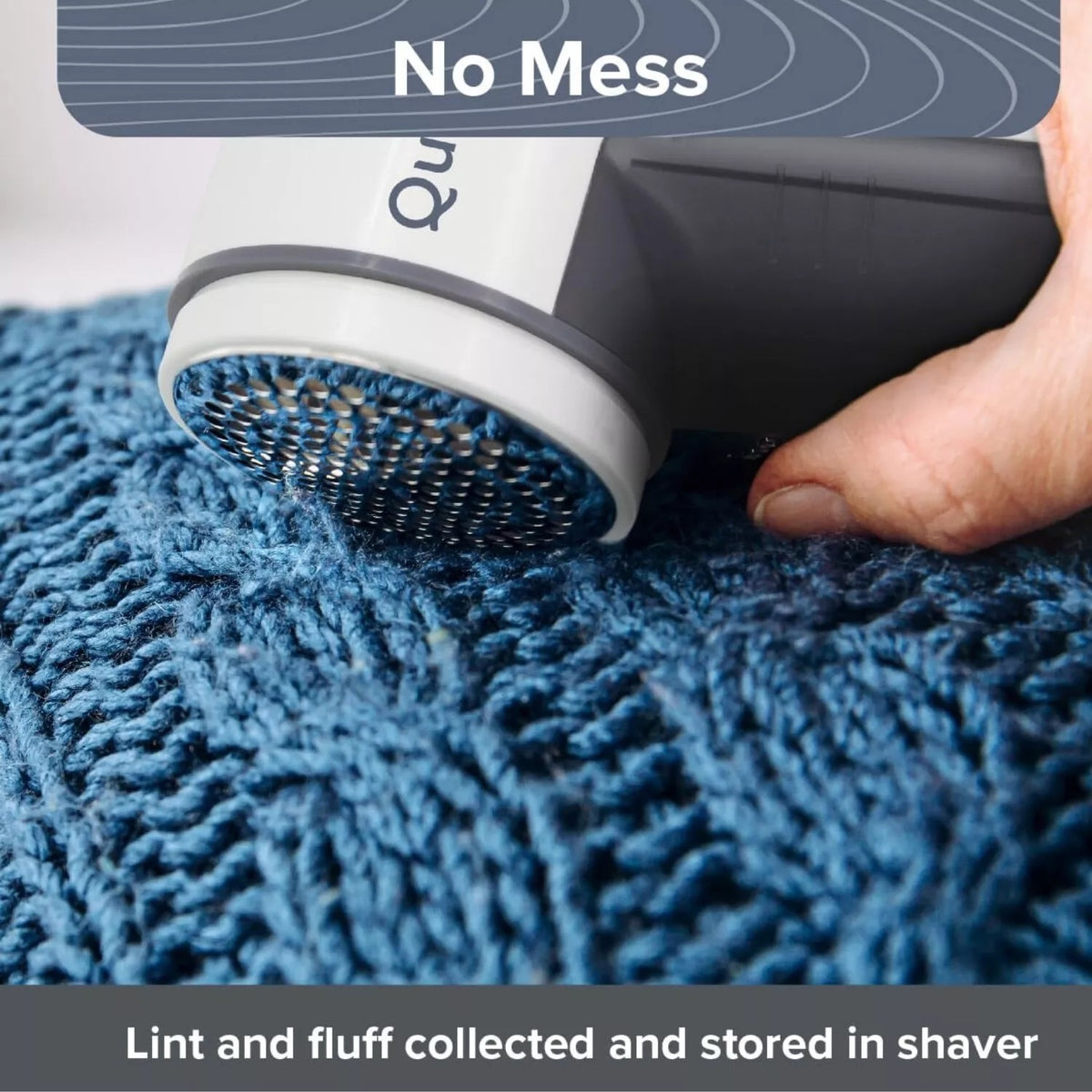 Quest Battery Operated Lint Remover Grey and White 39230 | Safety Power Cut Out | Blade Gaurd | 60ml Pill Container | Adjustable Height Cap | Cleaning Brush Included