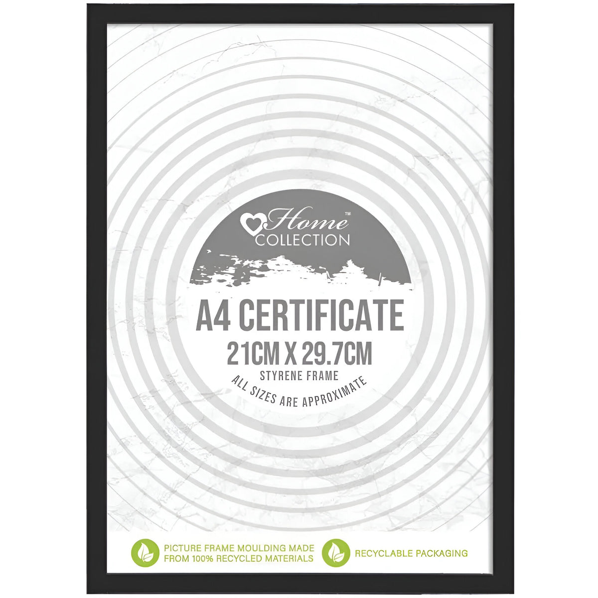 Design Group Home Collection London Styrene A4 Certificate Frame Black 21cm x 29.7cm BSYE/3