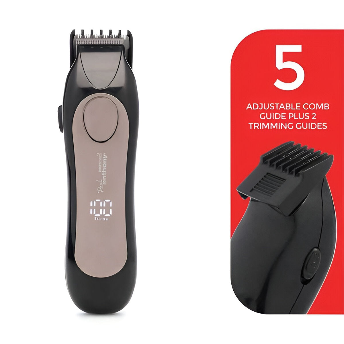 Paul Anthony Pro Series T3 USB Multi-Purpose Trimmer Black H5123L | Neckline - Facial or Body Trimming | 5 Adjustable Comb Guide Plus 2 Trimming Guides | Dry Use Only | Li-Ion Battery | USB - C Rechargeable