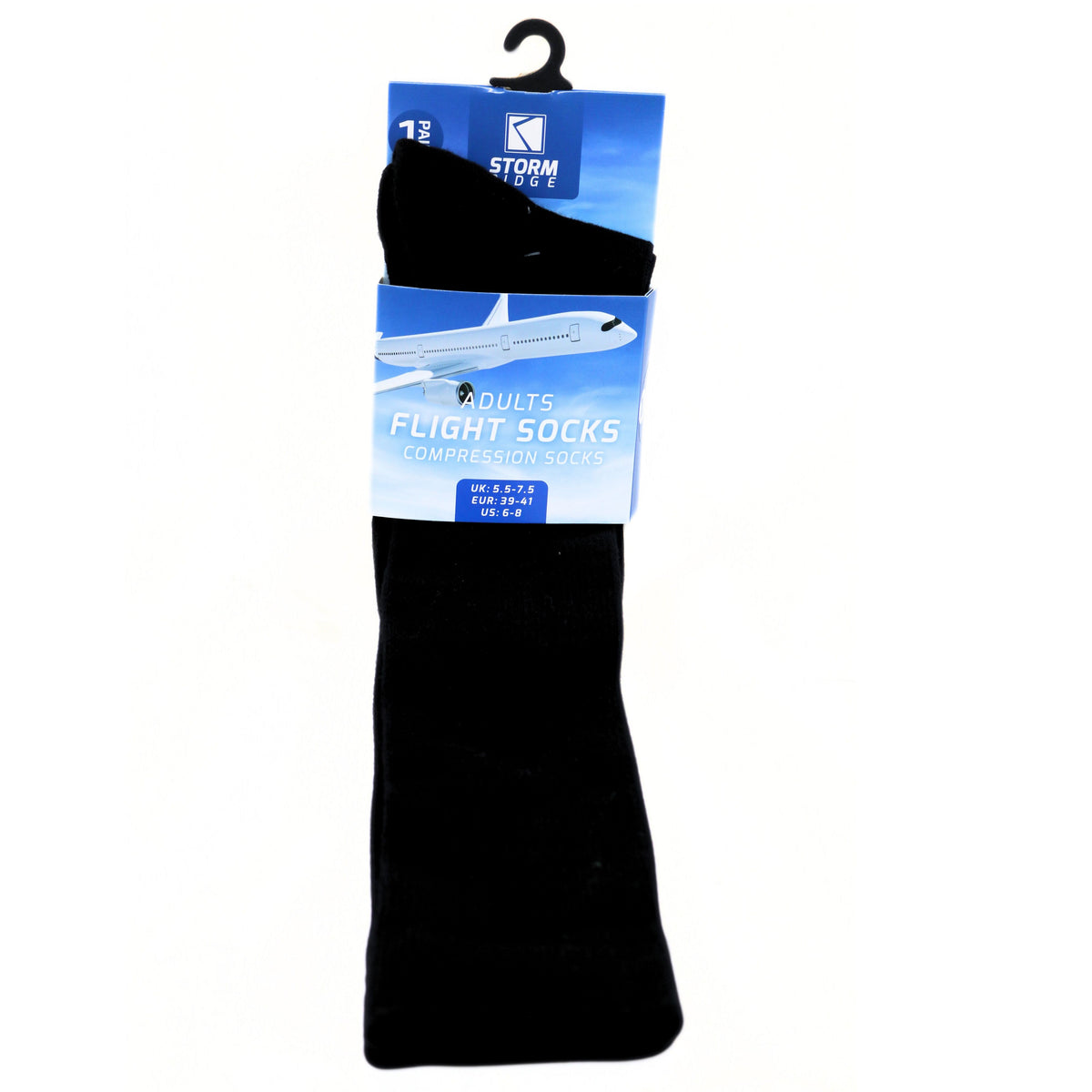 Storm Ridge Adults Flight Socks Black 1 Pair SK1280 | Compression Socks | 65% Cotton | 29% Polyester | 6% Elastane