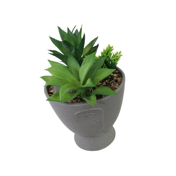 SiL Abstract Face Head Planter Pot Grey 149mm x 250mm x 149mm FL1227 | Decorative Vase for Indoor Plants and Succulents