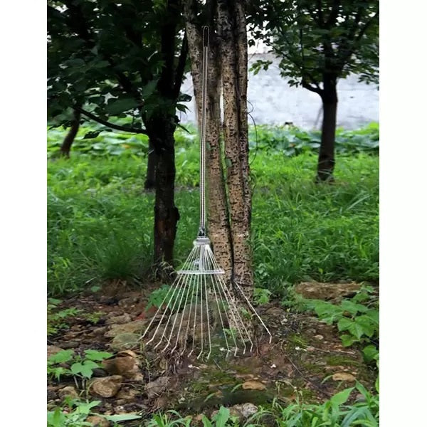 Green Blade Heavy-Duty Adjustable Metal Garden Rake with Tubular Steel Shaft Silver 118cm x 148.5cm x 43.5cm GR100 | 15 Flexible Tines | Plastic Grip | Ideal for Lawn and Grass Raking