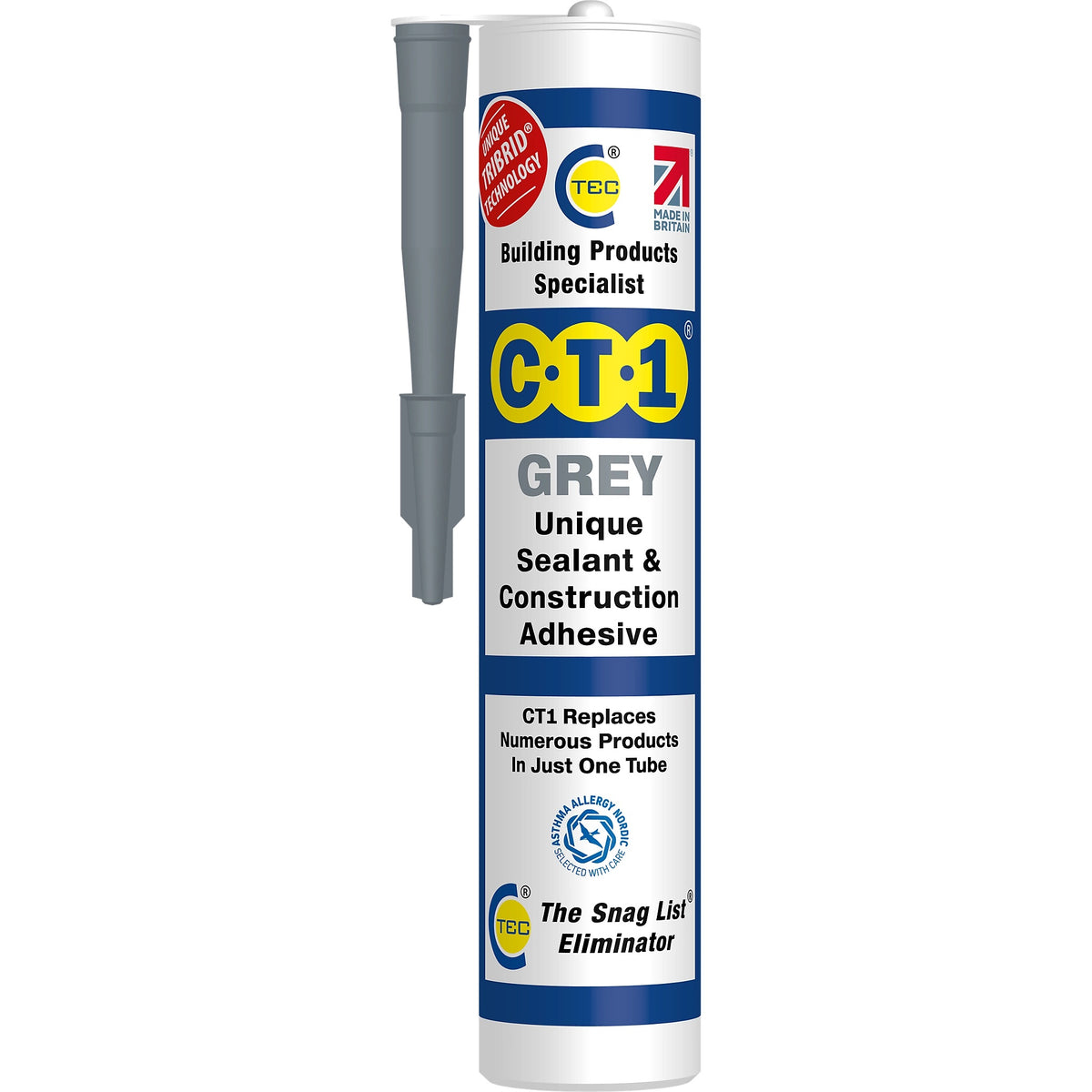 C-Tec CT1 Unique Sealant and Construction Adhesive Grey 290ml 535306