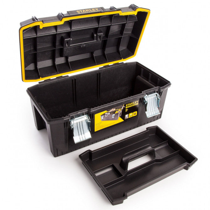 Stanley FatMax Heavy-Duty Structural Foam Waterproof Toolbox Yellow and Black 23cm 1-94-749 | Box with Metal Latches and Secure Handle | Portable Tote Tray for Tools