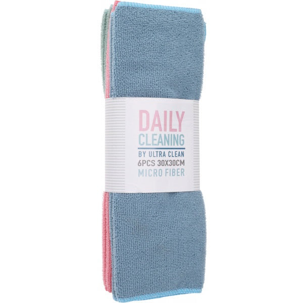 Ultra Clean Microfibre Clothes Assorted 30cm x 30cm Pack of 6 WK2000010