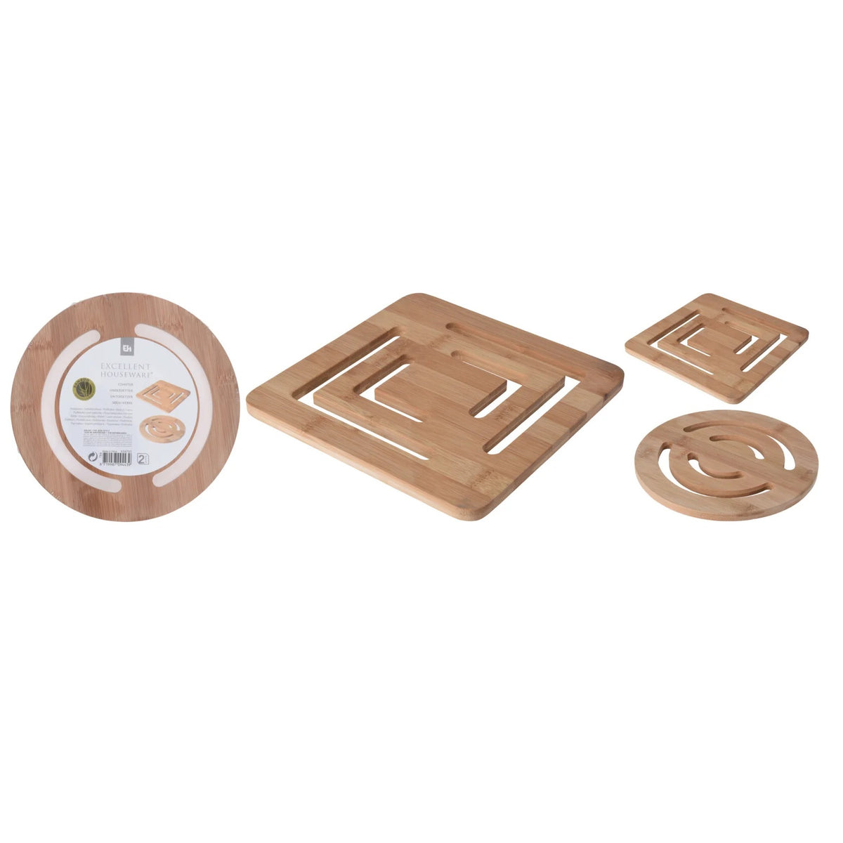Excellent Houseware Round and Square Bamboo Trivet 20cm 784610370