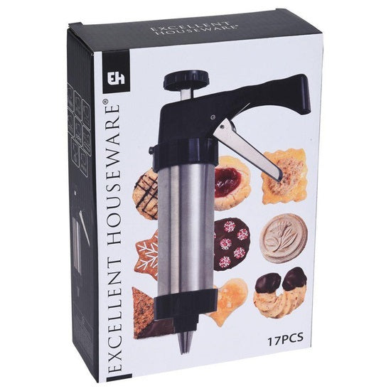 Excellent Houseware Stainless Steel Cookie Gun Black and Silver 17-Piece 170452960