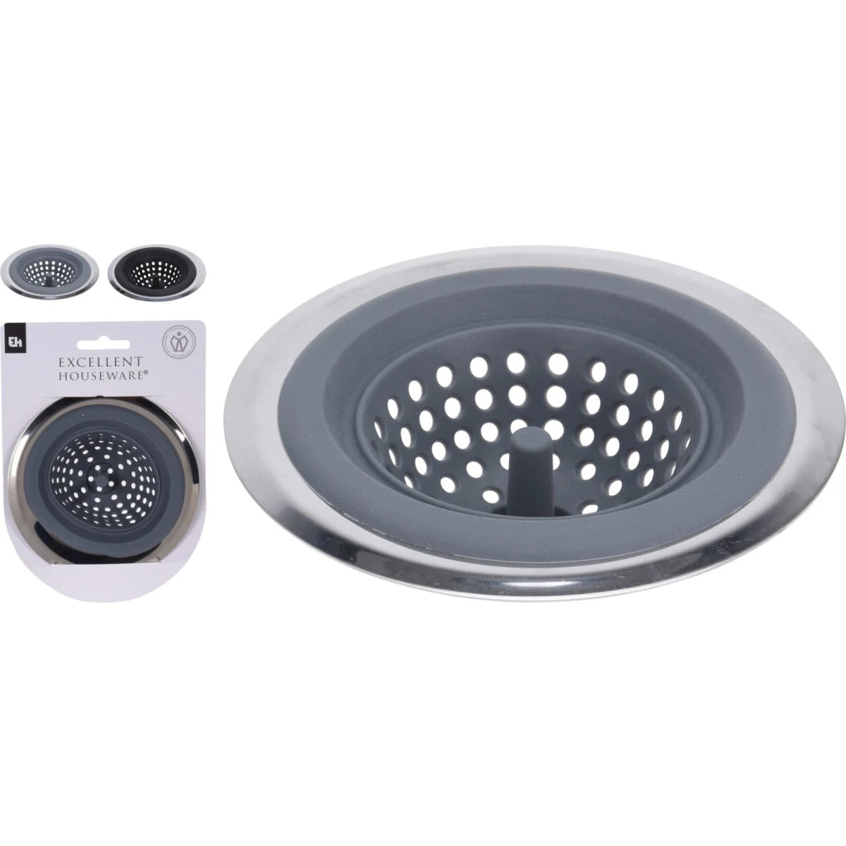 Excellent Houseware Stainless Steel and TPE Sink Drain Strainer Assorted 11.5cm x 3.8cm 404002060