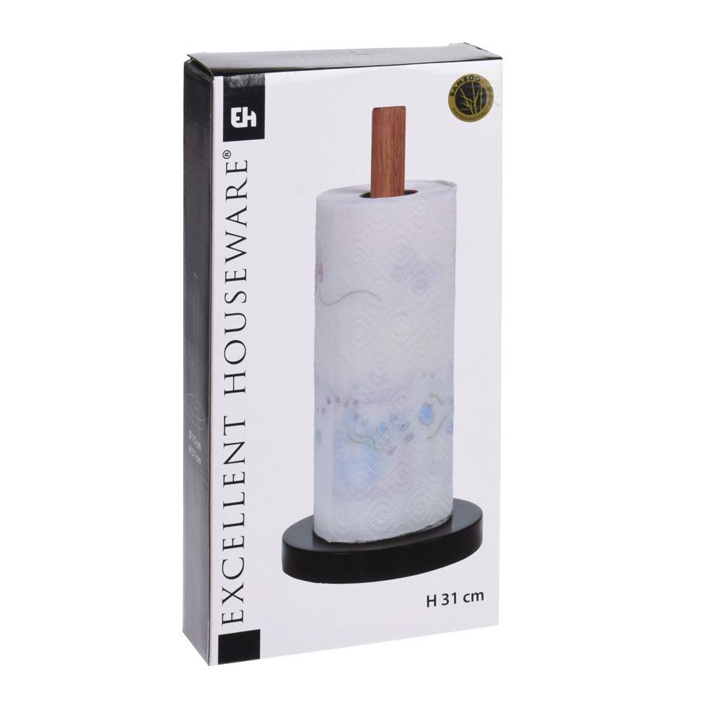 Excellent Houseware Kitchen Roll Holder Black 15cm x 31cm 170456900