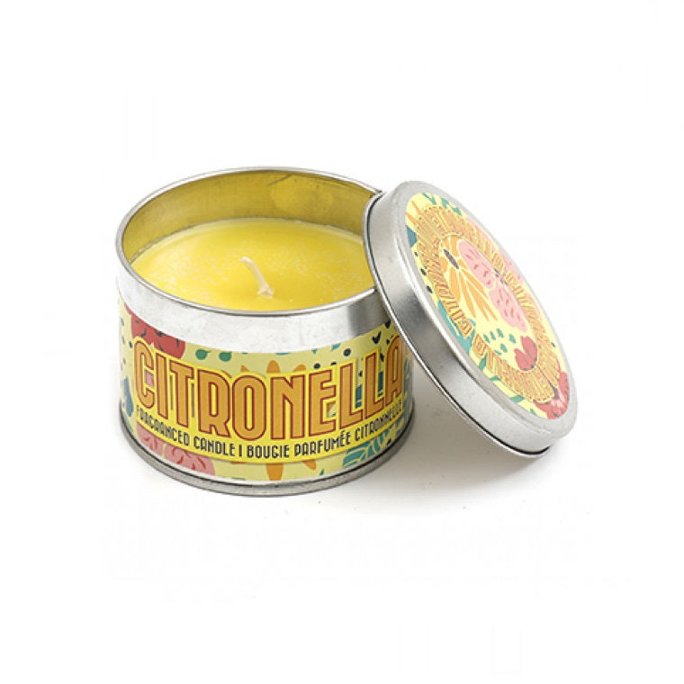 SiL Citronella Scented Candle in Tin Yellow 8cm x 8cm x 5cm 165g OL0145A | Long-Lasting Fresh Fragrance | For Home and Garden