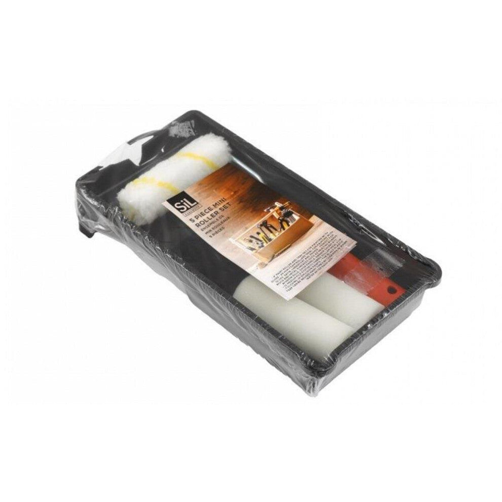 SiL Hardware Mini Paint Roller Set Assorted 29cm x 15cm x 6cm Pack of 5 150g HW0961 | Includes Paint Roller-Foam and Fabric Rollers