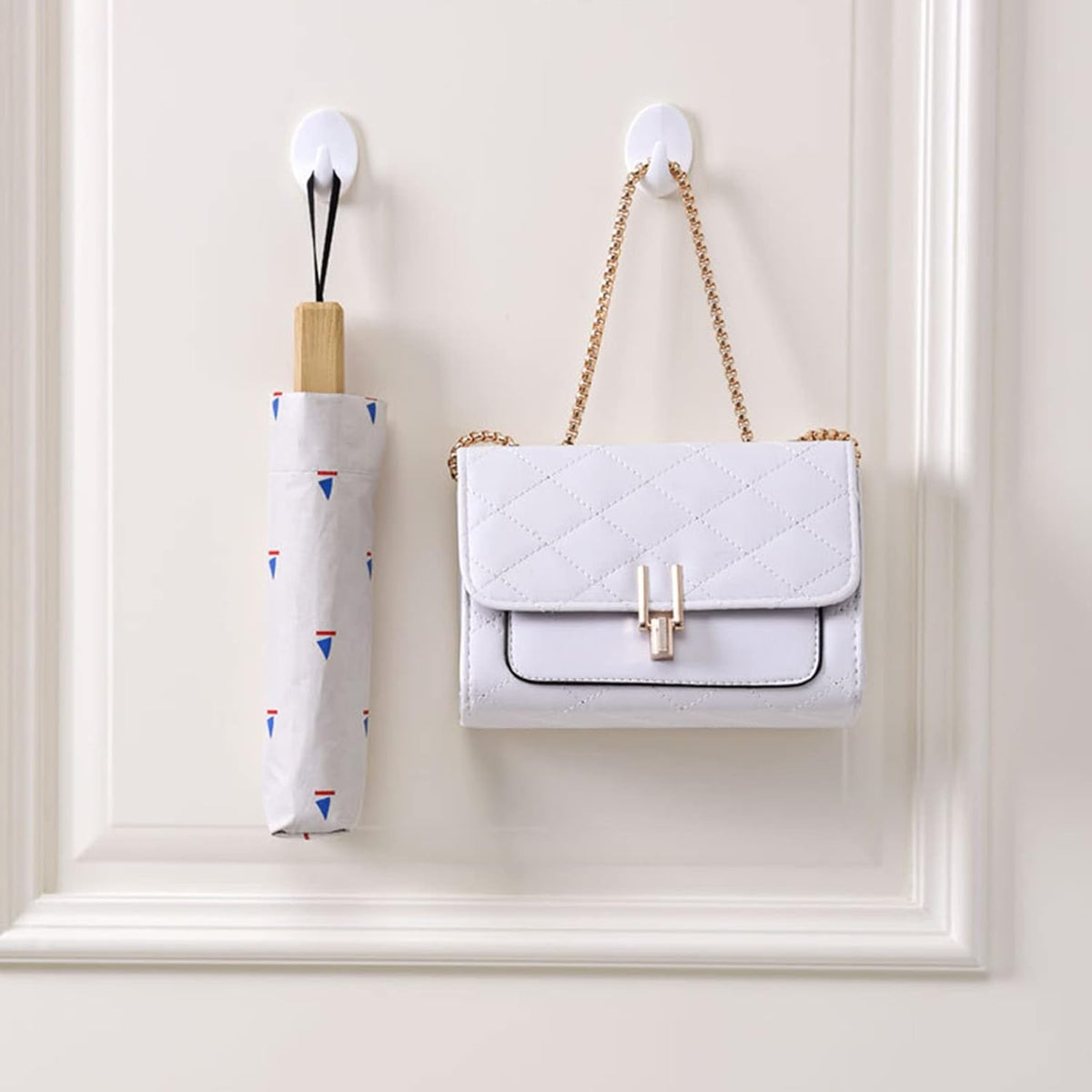 SiL Home Plastic Adhesive Hooks White 13cm x 14cm Pack of 8 HH6025 |  Strong Self-Adhesive Wall Hooks for Home and Kitchen | No Need for Drilling | Easy Way to Declutter Your Home
