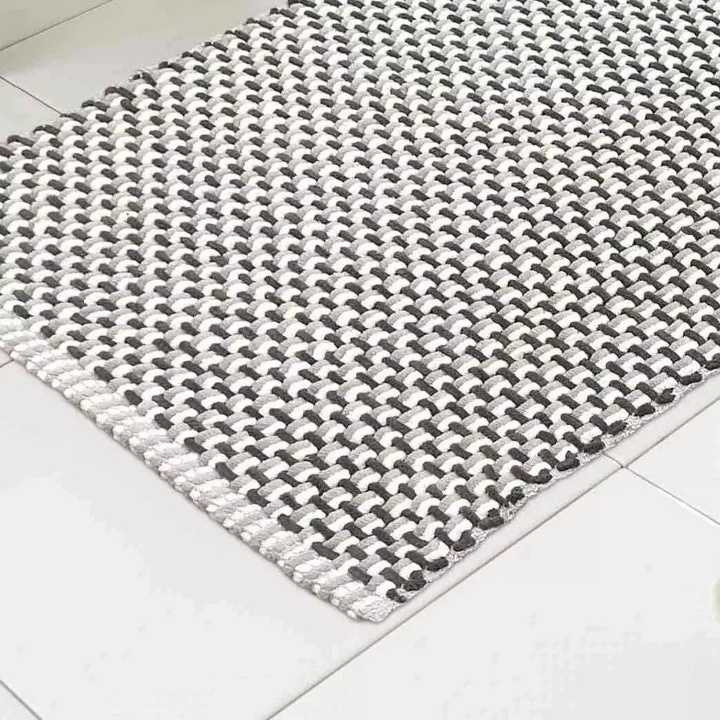 Luxe Bathroom Basket Weave Bathmat Grey 46cm x 76cm BMP228377
