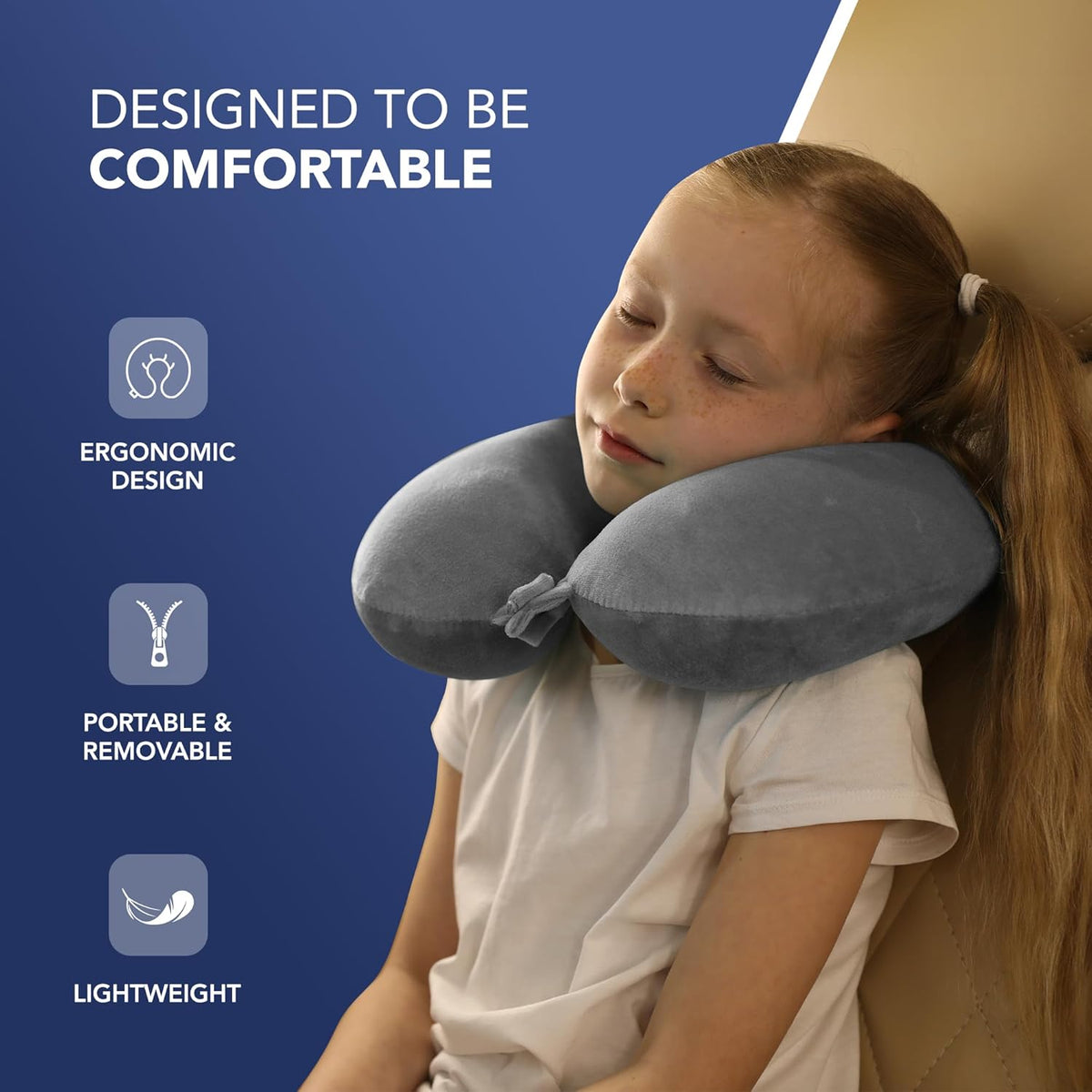 GlobeTrek Memory Foam Travel Neck Pillow Grey HWP227844 | Soft Support Cushion for Head and Neck | Ideal for Flights-Car and Train Travel | Ergonomic U-Shaped Design