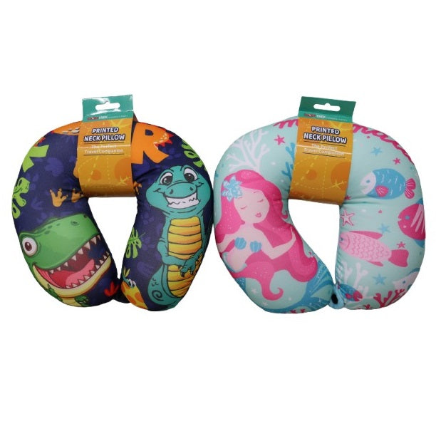 GlobeTrek Printed Travel Neck Pillow Assorted Colours Pack of 1 HWP229213 | Soft Support Cushion for Head and Neck | Ideal for Flights-Car and Train Travel | Ergonomic U-Shaped Design