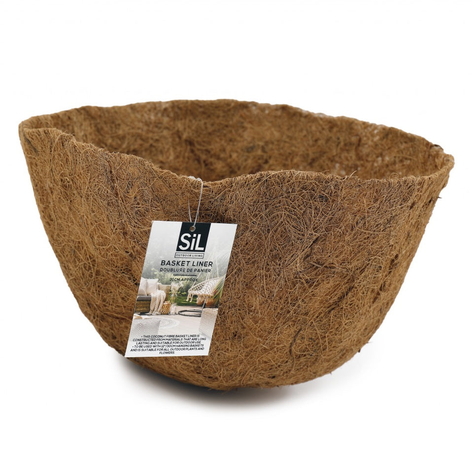 SiL Outdoor Living Coco Basket Liner Brown 31cm x 31cm x 14cm 222g GG5034 | Natural Coconut Fiber | Hanging Basket Liner for Planters and Flowers | Durable and Breathable for Healthy Plant Growth