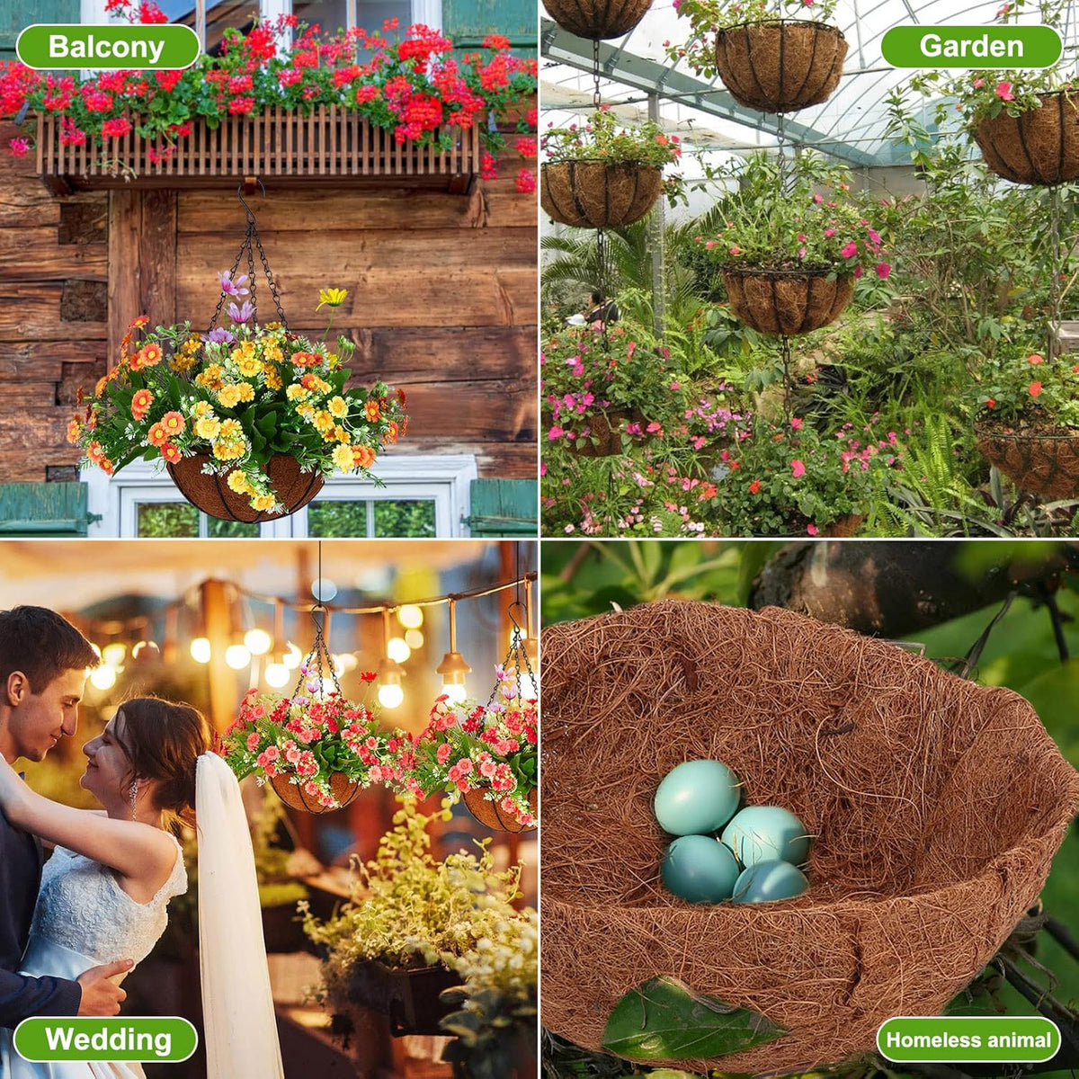 SiL Outdoor Living Coco Basket Liner Brown 31cm x 31cm x 14cm 222g GG5034 | Natural Coconut Fiber | Hanging Basket Liner for Planters and Flowers | Durable and Breathable for Healthy Plant Growth