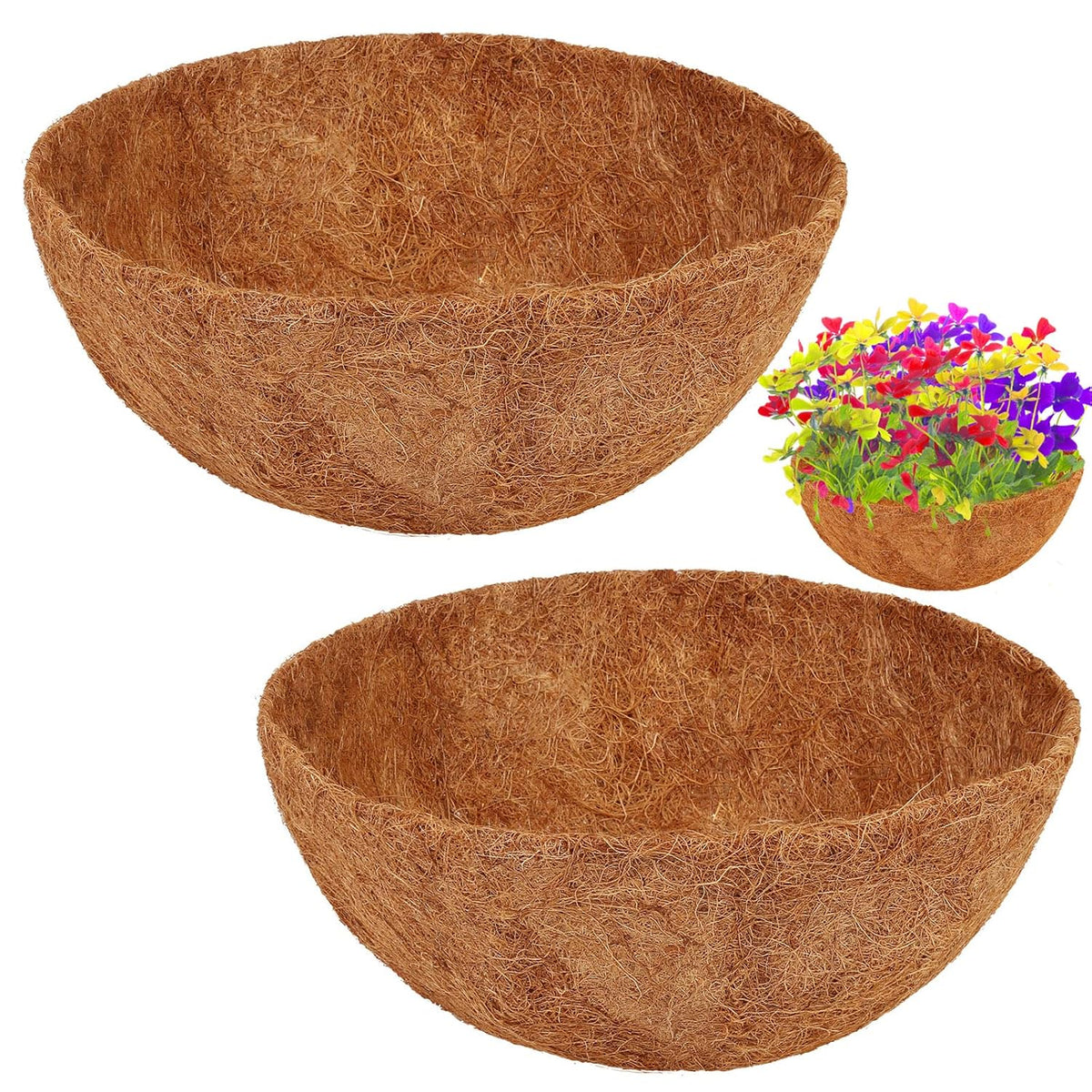SiL Outdoor Living Coco Basket Liner Brown 31cm x 31cm x 14cm 222g GG5034 | Natural Coconut Fiber | Hanging Basket Liner for Planters and Flowers | Durable and Breathable for Healthy Plant Growth