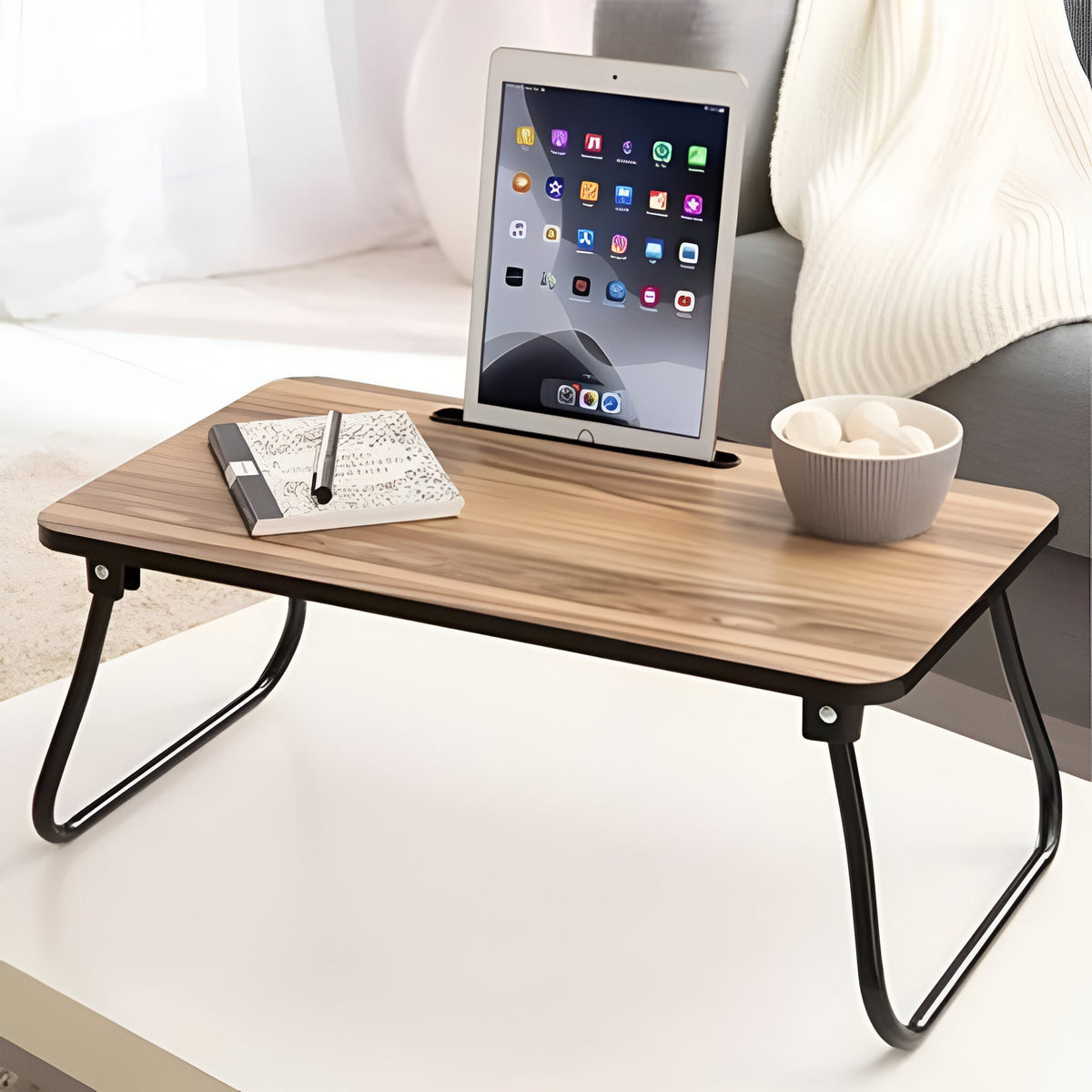 Excellent Houseware Foldable Bed Table Brown 52.5cm x 30cm x 21.5cm 170492040