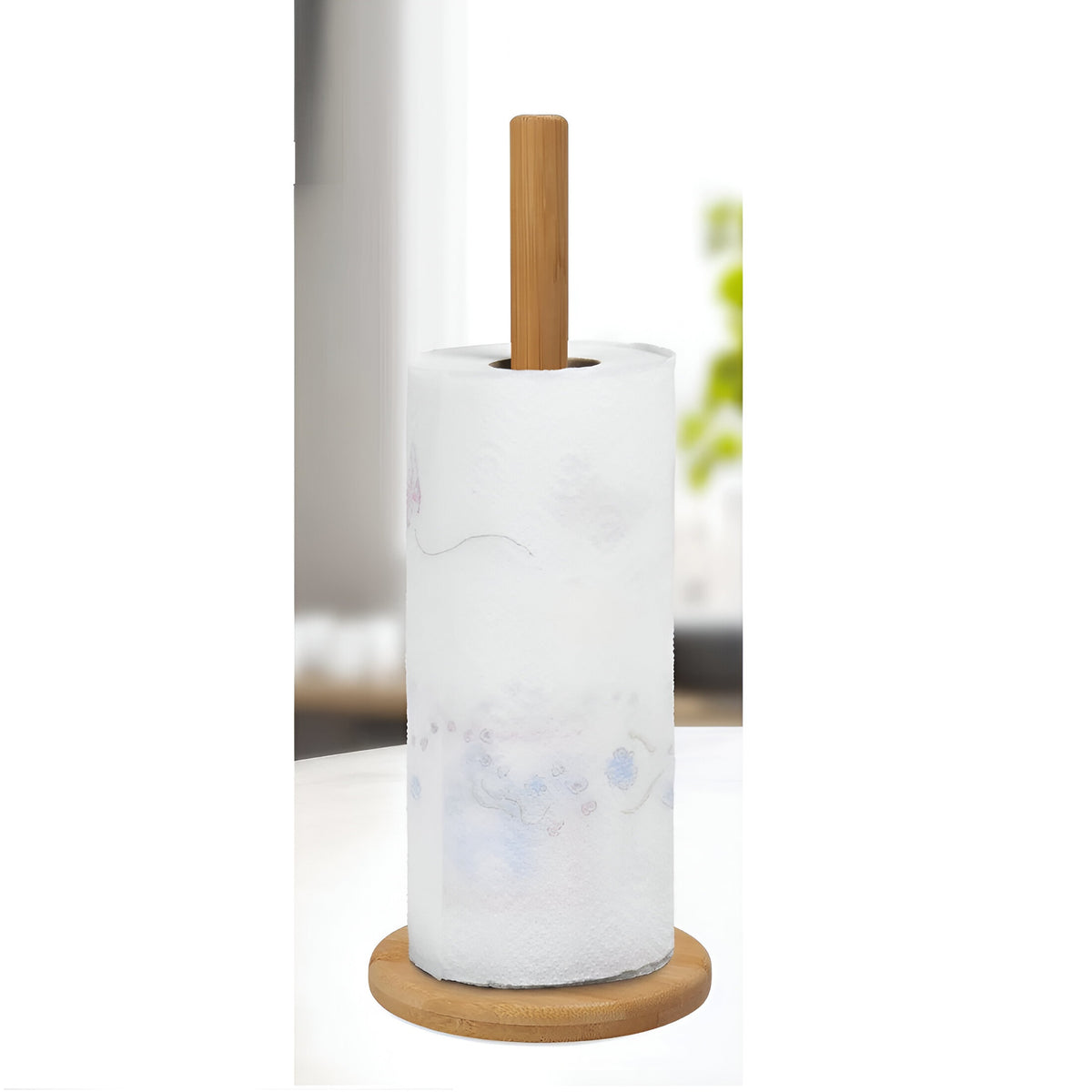 Excellent Houseware Bamboo Kitchen Roll Holder Natural 12.5cm x 29.5cm 210001050