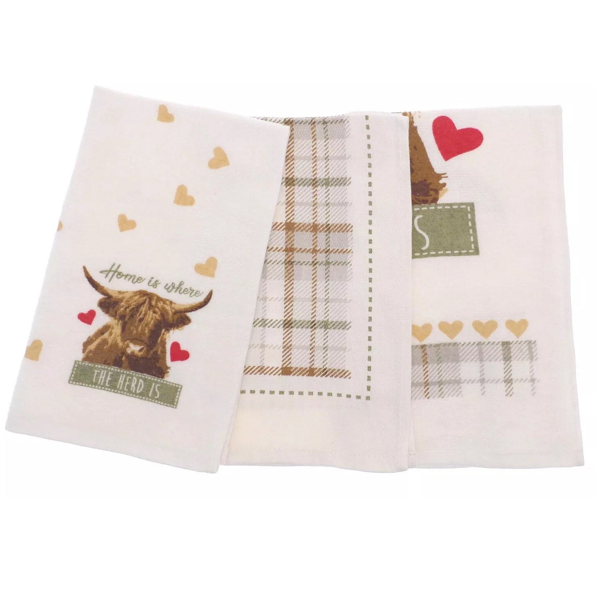 Country Club Highland Herd Tea Towels Assorted Pack of 3 KTS231209