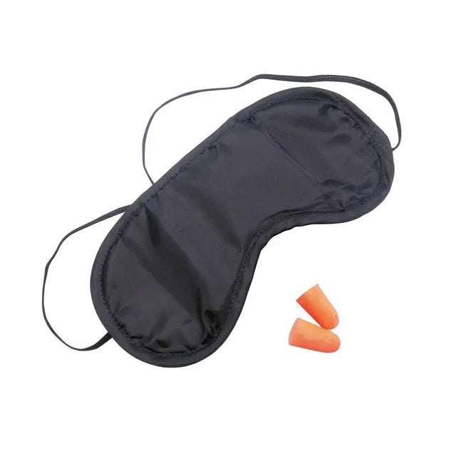 Globetrek Travel Eye Mask with Ear Plug Black HWP081859 | Fully Adjustable | One Size Fits all Travel Mask | Lightweight Fabric for Comfort