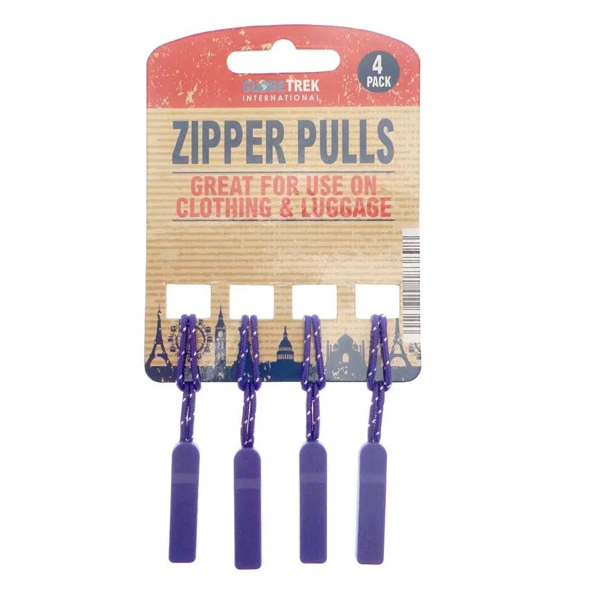 Globetrek Zipper Pulls Assorted Colours Pack of 4 HWP183904 | Great for use on Clothing and Luggage