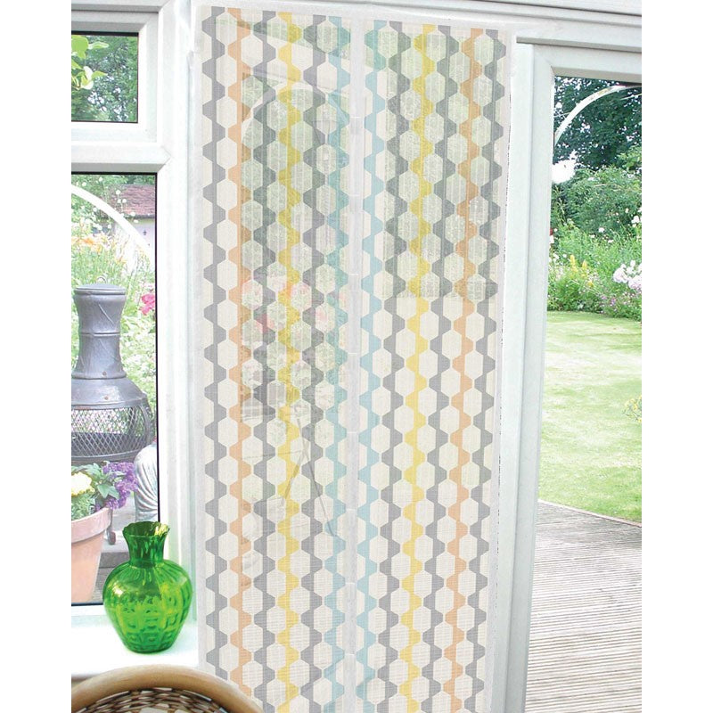 Country Club Retro Magnetic Insect Door Screen Multicoloured 210cm x 90cm HWP230820 | Protects Against Insects | Easy Installation | Fast 9 Magnet Automatic Closing System | Ideal for Pets