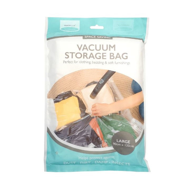 Country Club Space Saving Vacuum Storage Bag Transparent Large 90cm x 120cm STO237669 | Perfect for Clothing Bedding and Soft Furnishings