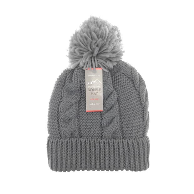 Country Club Winter Bobble Hat Chunky Knit Thick Fleece Lining Assorted Colours Pack of 1 OUT234880 | Hat for Men and Women | Soft and Cozy Cold Weather Hat