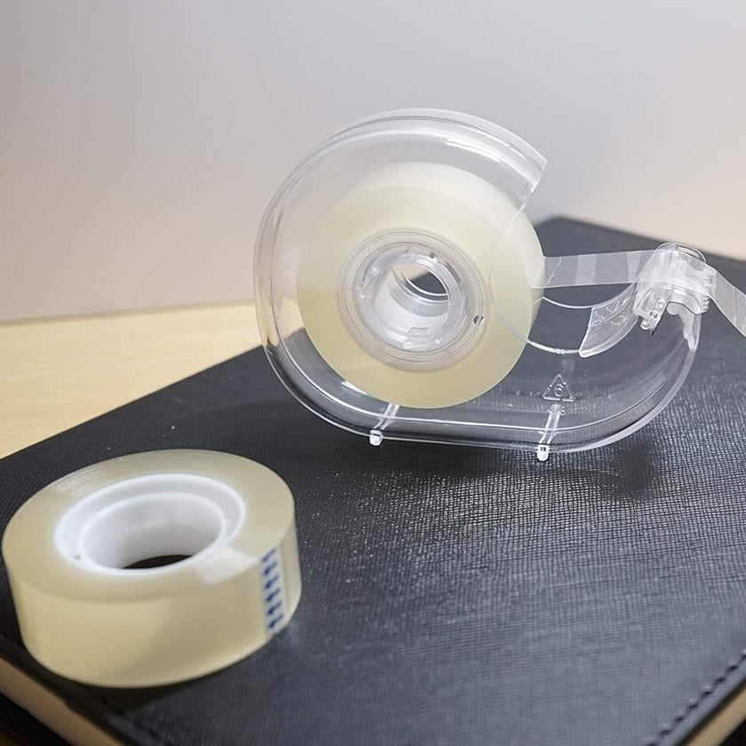 SiL Craft Sticky Tape with Tape Dispenser Clear 3cm x 14cm x 21cm 25Mtr Pack of 2 86g ST6027A | Adhesive Tape for Office-School and Home Use