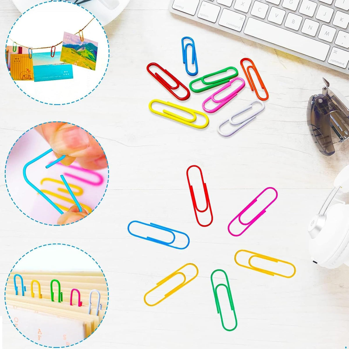 SiL Craft Paper Metal Clips Assorted Colours 65mm x 90mm x 20mm Pack of 200 100g ST7263 | For Office-School and Home Use