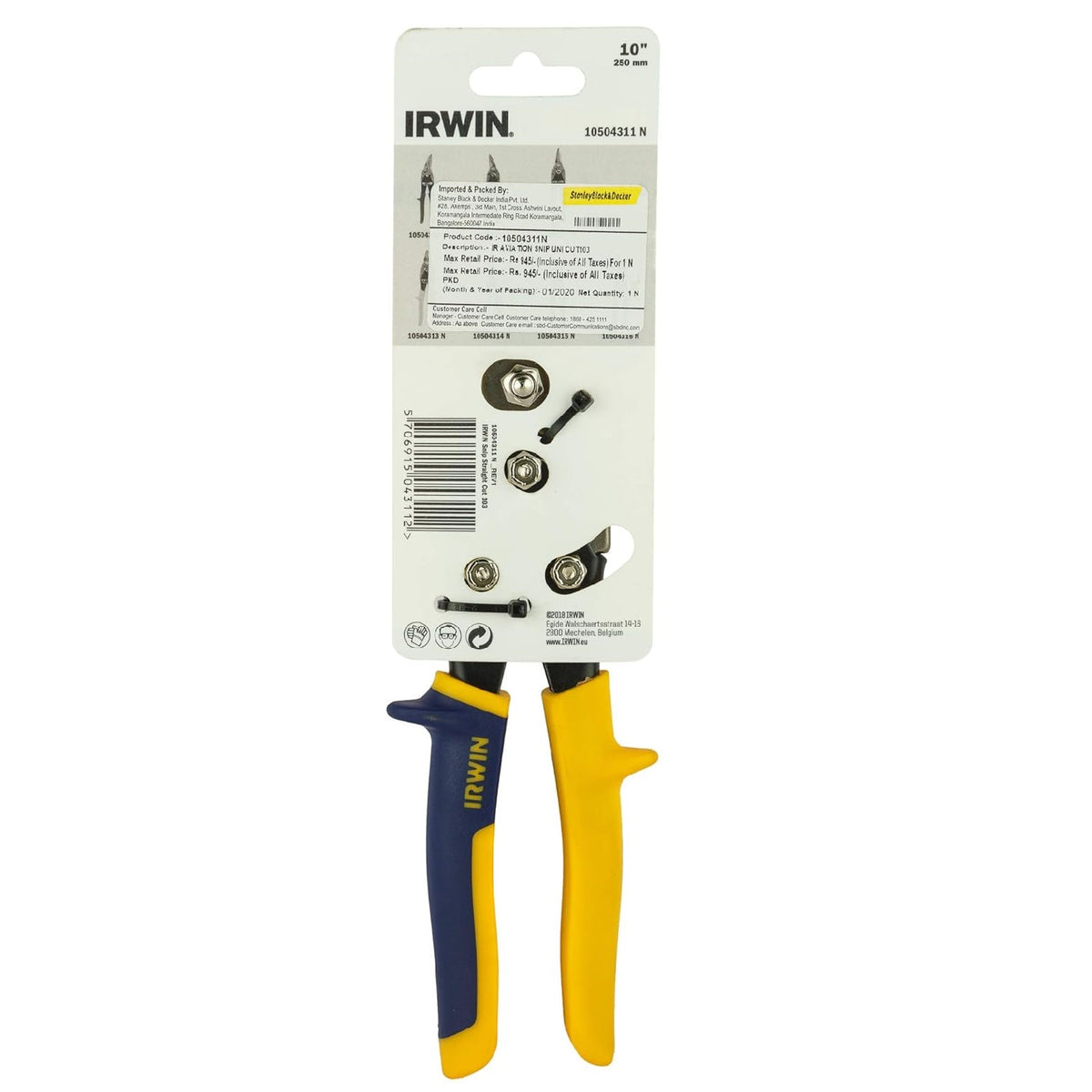 Irwin Straight Cut  Aviation Snip 103 Multicolour 10-Inch 250mm 10504311N | ProTouch Grips