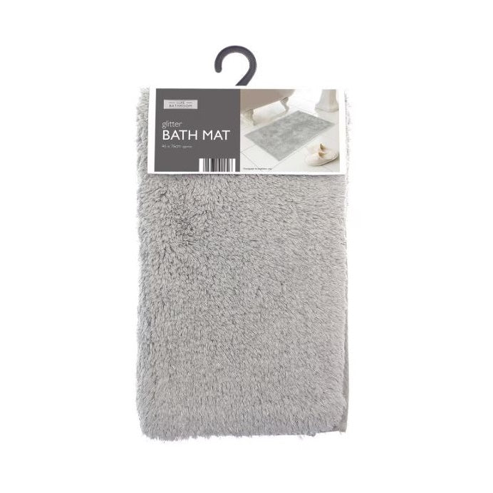 Luxe Bathroom Glitter Bathmat Silver 46cm x 76cm WIL487973