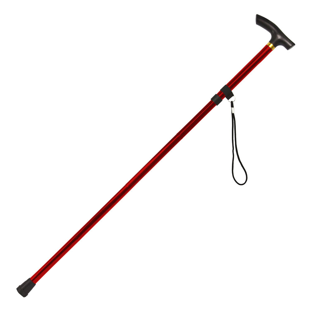 Foldable Lightweight Aluminium Walking Stick Red 2cm x 70cm x 100cm 9846 | Adjustable With Ergonomic Handle and Anti-Slip Rubber Tip | Portable and Compact Mobility Aid for Seniors and Adults | 4 Folding Sections Snap Out