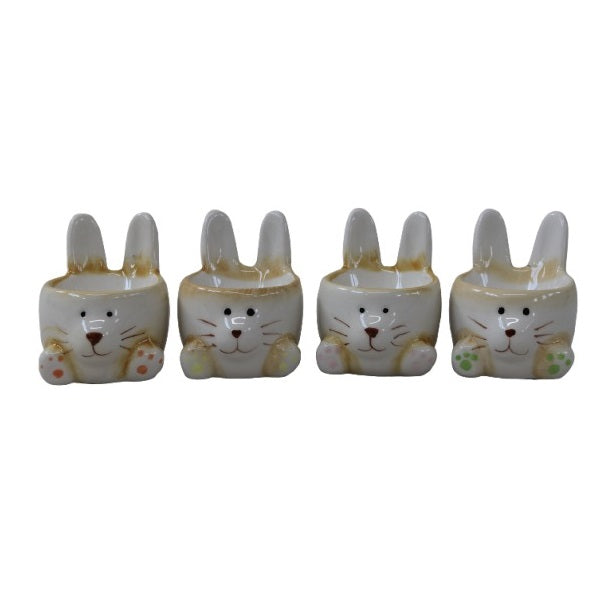 Ceramic Rabbit Egg Cup Multicoloured 6cm Pack of 1 APF807480 | 4 Assorted Designs | Easter Table Decor and Breakfast Accessories