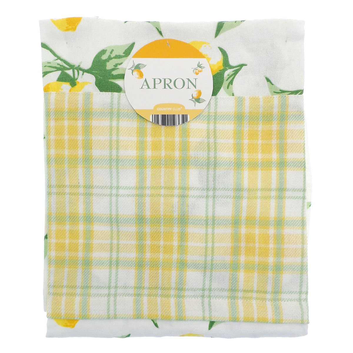Country Club Lemon Print Apron with Adjustable Neck Strap Multicoloured KCO193668 | Stylish Kitchen Cooking Apron for Women and Men | With Front Pocket | 100 Percent Cotton