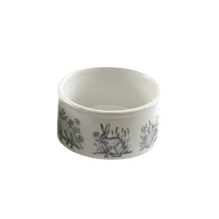 SiL Ceramic Large Forest Toile Pet Bowl White 20cm x 20cm x 8cm FT0041 | Heavyweight Non-Slip Feeding Bowl