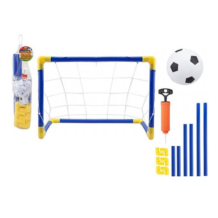 PMS Junior Football Goal and Ball Set Multicoloured 314011 | Kids Soccer Goal with Net-Ball and Pump | Easy to Assemble