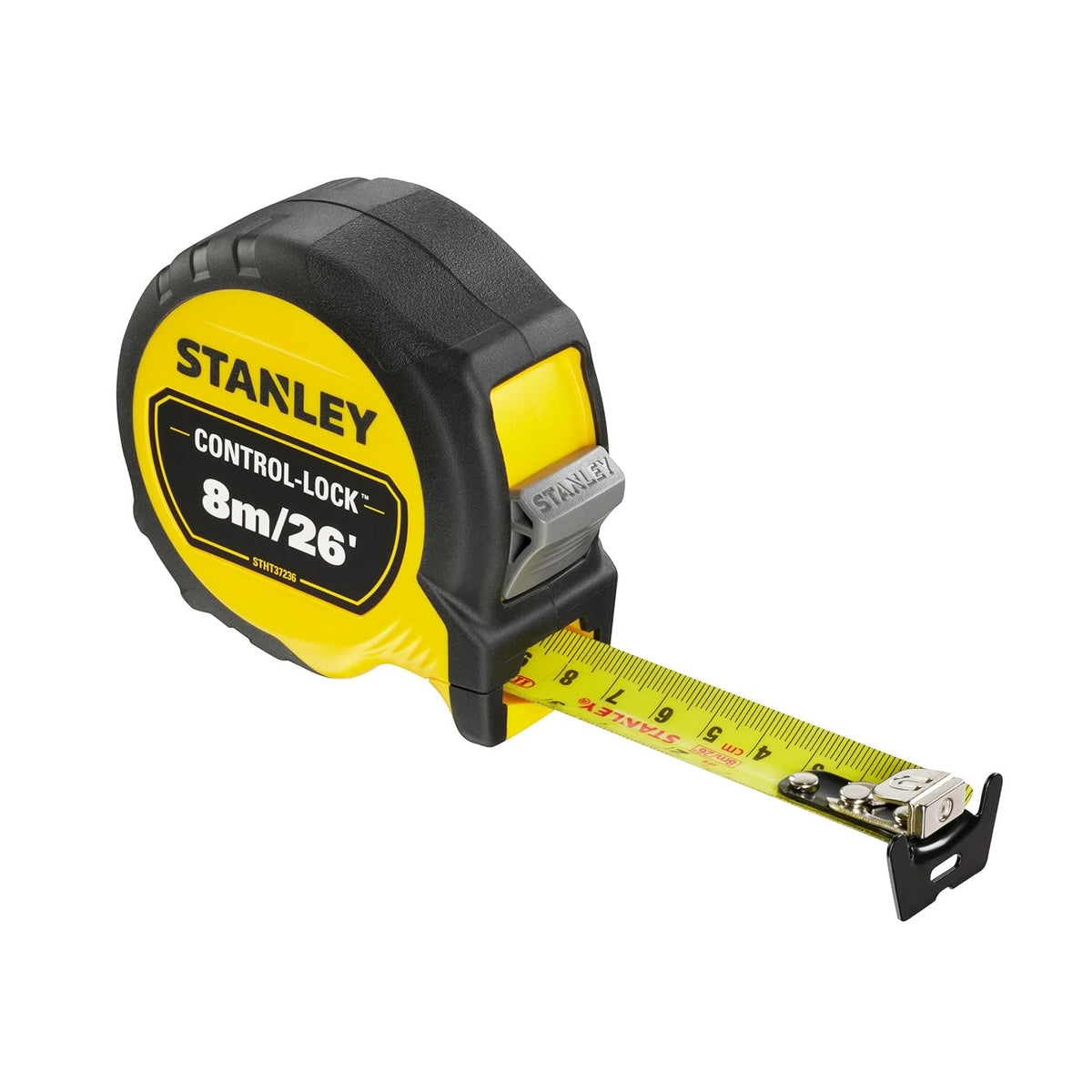 Stanley Control - Lock Tape Measure Black and Yellow 8Mtr-26Ft STHT37236-5 | Finger Brake for Blade Control