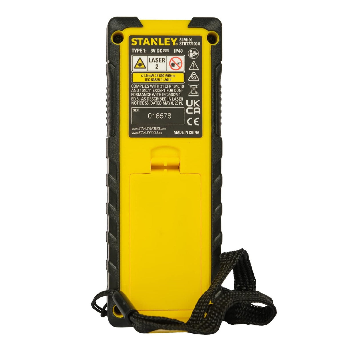Stanley SLM100 Laser Distance Measure Black and Yellow 30Mtr STHT77100-0 | +-3.0mm Accuracy | Area and Volume Measurement | Pythagoras Calculation