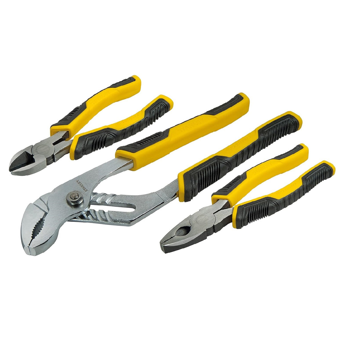 Stanley Dynagrip Pliers Set Black and Yellow Assorted Sizes Pack of 3 STHT0-74471